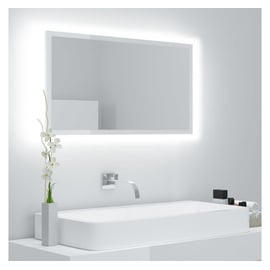 vidaXL LED-Badspiegel Hochglanz-Weiß 80x8,5x37 cm Spanplatte