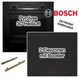 Bosch Herdset Bosch Backofen PYROLYSE TELESKOPAUSZUG + PKM Induktionskochfeld Flex-Zonen autark 60cm