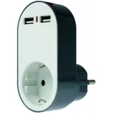 as - Schwabe Flash USB Ladeanschluss 5V/2400mA und Schutzkontaktsteckdose - Steckdosenadapter mit erhöhtem Berührungsschutz - Multisteckdose IP20, 18211