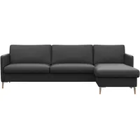 FLEXLUX Ecksofa »Fiore, super Sitzkomfort durch Kaltschaum im Sitz, L-Form«, schmale Armlehnen, Füße Alu+ Eiche schwarz