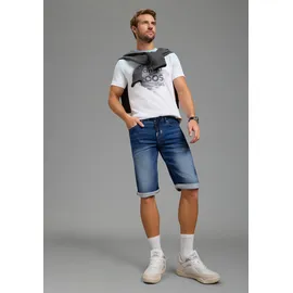 KangaROOS Jogg-Jeansbermudas KANGAROOS, Herren, Gr. 31, Länge 32, dunkelblau used, Denim/Jeans, Obermaterial: 65% Baumwolle, 33% Polyester, 2% Elasthan, unifarben, regular fit kniefrei, Jeans, Regular Fit, gerade geschnittenes Bein