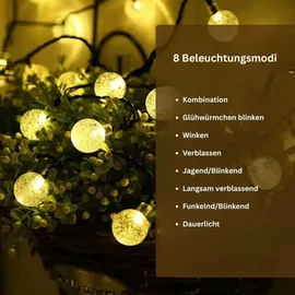 Montegoni Lichterkette Solar LED 8m 40 LEDs IP65 8 Modi warmweiß