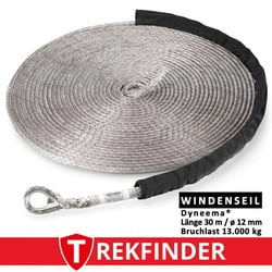 Kunststoffwindenseil aus DYNEEMA® grau - Ø: 12 mm / Länge: 30 m / Systembruchlast: 13 t von Trekfinder - 30 m