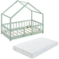 [en.casa] Kinderbett Treviolo 70 x 140 cm Kiefer mintgrün/weiß