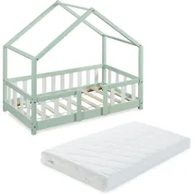 [en.casa] Kinderbett Treviolo 70 x 140 cm Kiefer mintgrün/weiß