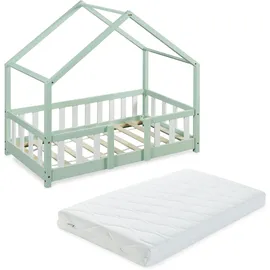 [en.casa] Kinderbett Treviolo 70 x 140 cm Kiefer mintgrün/weiß
