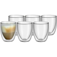 WMF doppelwandige Cappuccino Gläser Set 6-teilig, doppelwandige Gläser 250ml, Schwebeeffekt, Thermogläser, hitzebeständiges