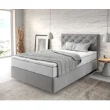 DeLife Boxspringbett Dream-Great 120x200 cm Mikrofaser Grau mit TFK Matratze und Visco Topper Boxspringbetten