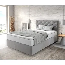 DeLife Boxspringbett Dream-Great 120x200 cm Mikrofaser Grau mit TFK Matratze und Visco Topper Boxspringbetten