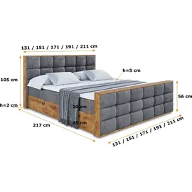 altdecor Boxbett 160 x 200 cm H4 Grau