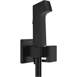 Hansgrohe Bidette Handbrause 1jet E EcoSmart für Kaltwasser, mit Brausehalter und Brauseschlauch 1,25 m, Mattschwarz,