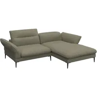 Ecksofa FLEXLUX "Salino, Funktionssofa mit Recamiere, Relaxsofa, Ecksofa", grün (fall grün), B:245cm H:88cm T:182cm, 62% Polyester, 17% Cotton, 14% Viscose, 7% Linen, Sofas, Sofa mit Arm- und Kopfteil-Verstellungen, Kaltschaum & Stahl-Wellen