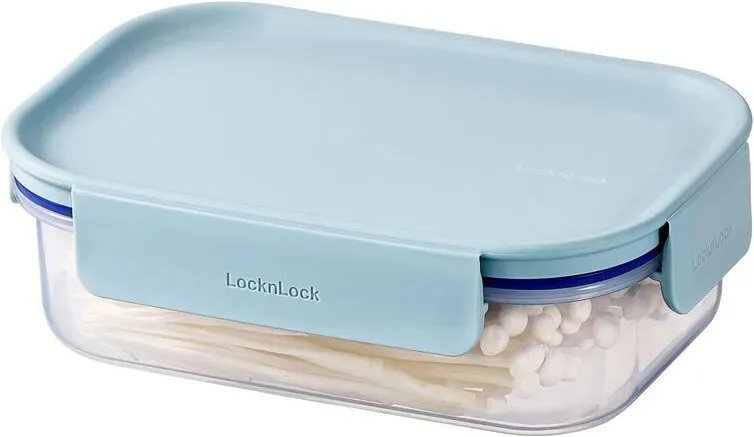 LocknLock PP Modular Plus rechteckiger Lebensmittelbehälter, 910 ml, transparenter Boden mit mintgrünem Deckel