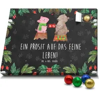 Mr. & Mrs. Panda Schoko Adventskalender Glühschwein Sause - Schwarz - Geschenk, Schokoladen Adventskalender, Alles Gute, Weihnachten, Prost, Bär,... - Schwarz