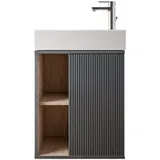 Bernstein Badmöbel-Set BELDIVO, (mit Waschbecken DURAVIT, Waschtischunterschrank 50 cm mit Waschbecken), Türanschlag rechts - Farbe wählbar - matt grau