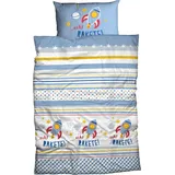 ADELHEID Kinderbettwäsche "Echt Rakete", blau (hellblau), B/L: 100cm x 135cm, 1 Stk., 1 Stk., Renforcé, B/L: 40cm x 65cm, Renforcé, Obermaterial: 100% Baumwolle, Bettwäsche, abgepasstes Kissen mit Rakete