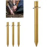 Relaxdays Heringe, 4er Set T-Stahl Gold