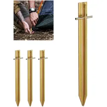 Relaxdays Heringe, 4er Set T-Stahl Gold