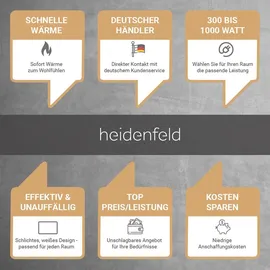 Heidenfeld Infrarotheizung HF-HP100-3, m. Thermostat, weiß, 300-1200 Watt, 10 J. Garantie (800 Watt)
