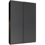 SchlafKONTOR Schwebetürenschrank »Heimo/Fast Schrank Kleiderschrank Garderobe«, geringe Tiefe, ausziehbarer Kleiderstange, Garderobenschrank, 6 Böden, grau