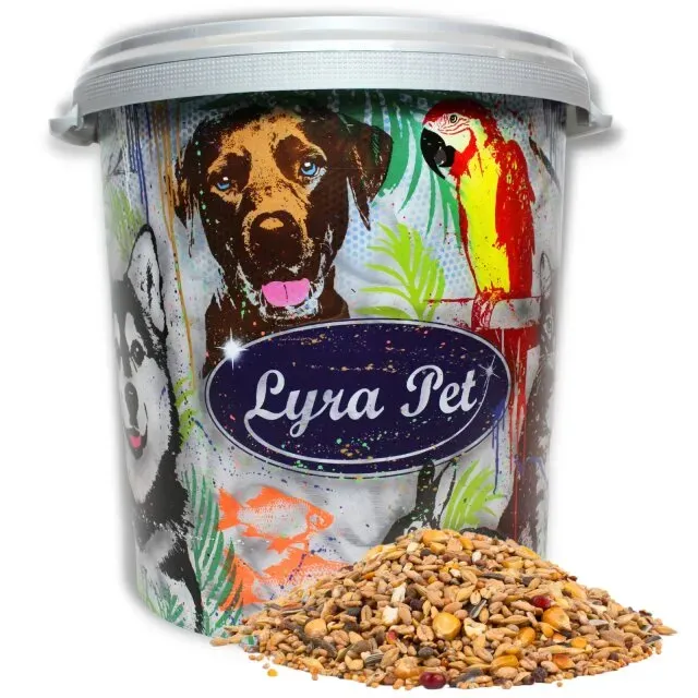 10 kg Lyra Pet® Streufutter aus 29 Komponenten in 30 L Tonne