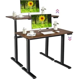 Costway Höhenverstellbarer Schreibtisch Braun / Schwarz