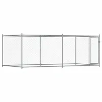vidaXL Hundezwinger mit Tür Grau 4x2x1,5 m Verzinkter Stahl