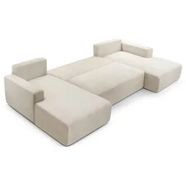 beautysofa Ecksofa mit Schlaffunktion CORSO U, Farbe: Graphit (Poso34) - Dunkelgrau
