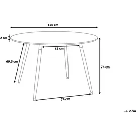 Beliani Esstisch Schwarz 120 cm MDF Platte Matt mit Holzbeine Rund Modern