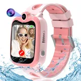 Smartwatch Kinder, 4G Kinder Smartwatch mit GPS und Telefon Wasserdicht GPS Uhr Kinder Videoanruf Anruffunktion SOS Voice Chat IP68 Spiel Wecker Schulmodus, Kinderuhr für Jungen Mädchen Student