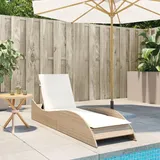 Faroom Sonnenliege für 2 Personen 3-Fach Verstellbar Polyrattan Doppelliege Wetterfest Sonnenbett Outdoor Bett Polyrattan Liegestuhl Garten Relaxliege 60x205x73 cm Beige