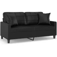 vidaXL 2-Sitzer-Sofa mit Zierkissen Schwarz 140 cm Kunstleder