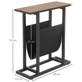 Homcom Beistelltisch mit Stofftasche, Couchtisch, Dunkelbraun