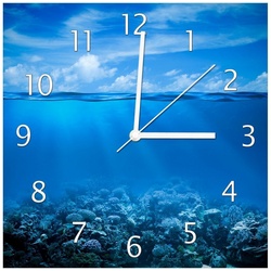 Wallario Wanduhr Unterwasserwelt Meer (Glasuhr) schwarz 30 cm x 30 cm