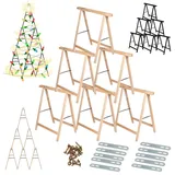 MODO24 Sägebock Holzbock, Klappbock Arbeitsbock, 6er-Set inklusive Montageteile, DIY Weihnachtsbaum, Tannenbaum SET, Tapezierbock Montagebock Unterstellbock, Baum Abmessungen 215x130x73 cm, Naturholz