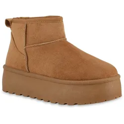 Damen Plateau Boots in Hellbraun