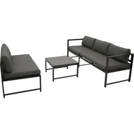 DEGAMO Funktions Lounge Set MONTANA, Aluminium dunkelgrau, Polster grau,