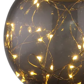 GLOBO Hängeleuchte Solar Pendelleuchte Solarlampe rauch Solarleuchte Kugel, 20x LED warmweiß, DxH 15x50 cm, 2er Set