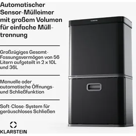 Klarstein Touchless Sensor-Mülleimer 56 l Schwarz