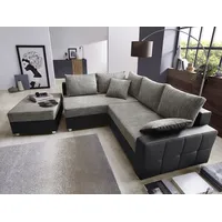 Collection AB "Parma L-Form, B: 224 cm", schwarz (schwarz, grau), B:224cm H:84cm T:161cm, Kunstleder SOFTLUX / Struktur (80% Polyester; 20% Polyacryl);Microfaser PRIMABELLE (100% Polyester);Zierkissen: Jeweils analog des Korpusbezugs (Wendekissen,