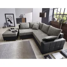 Collection AB "Parma L-Form, B: 224 cm", schwarz (schwarz, grau), B:224cm H:84cm T:161cm, Kunstleder SOFTLUX / Struktur (80% Polyester; 20% Polyacryl);Microfaser PRIMABELLE (100% Polyester);Zierkissen: Jeweils analog des Korpusbezugs (Wendekissen,