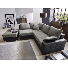 Collection AB "Parma L-Form, B: 224 cm", schwarz (schwarz, grau), B:224cm H:84cm T:161cm, Kunstleder SOFTLUX / Struktur (80% Polyester; 20% Polyacryl);Microfaser PRIMABELLE (100% Polyester);Zierkissen: Jeweils analog des Korpusbezugs (Wendekissen,