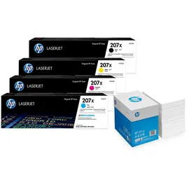 HP Bundle mit HP Original 207X Toner 4er Multipack + 2.500 Blatt HP Kopierpapier hochweiß