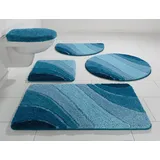 my home Badematte Josie, Badvorleger, Badezimmer Teppich, Höhe 20 mm, rutschhemmend beschichtet, fußbodenheizungsgeeignet, schnell trocknend, strapazierfähig, Polyester, rund, Badteppich, Badematten, rechteckig, rund & als 3-tlg. Set erhältlich blau rund | Ø 80 cm x 20 mm