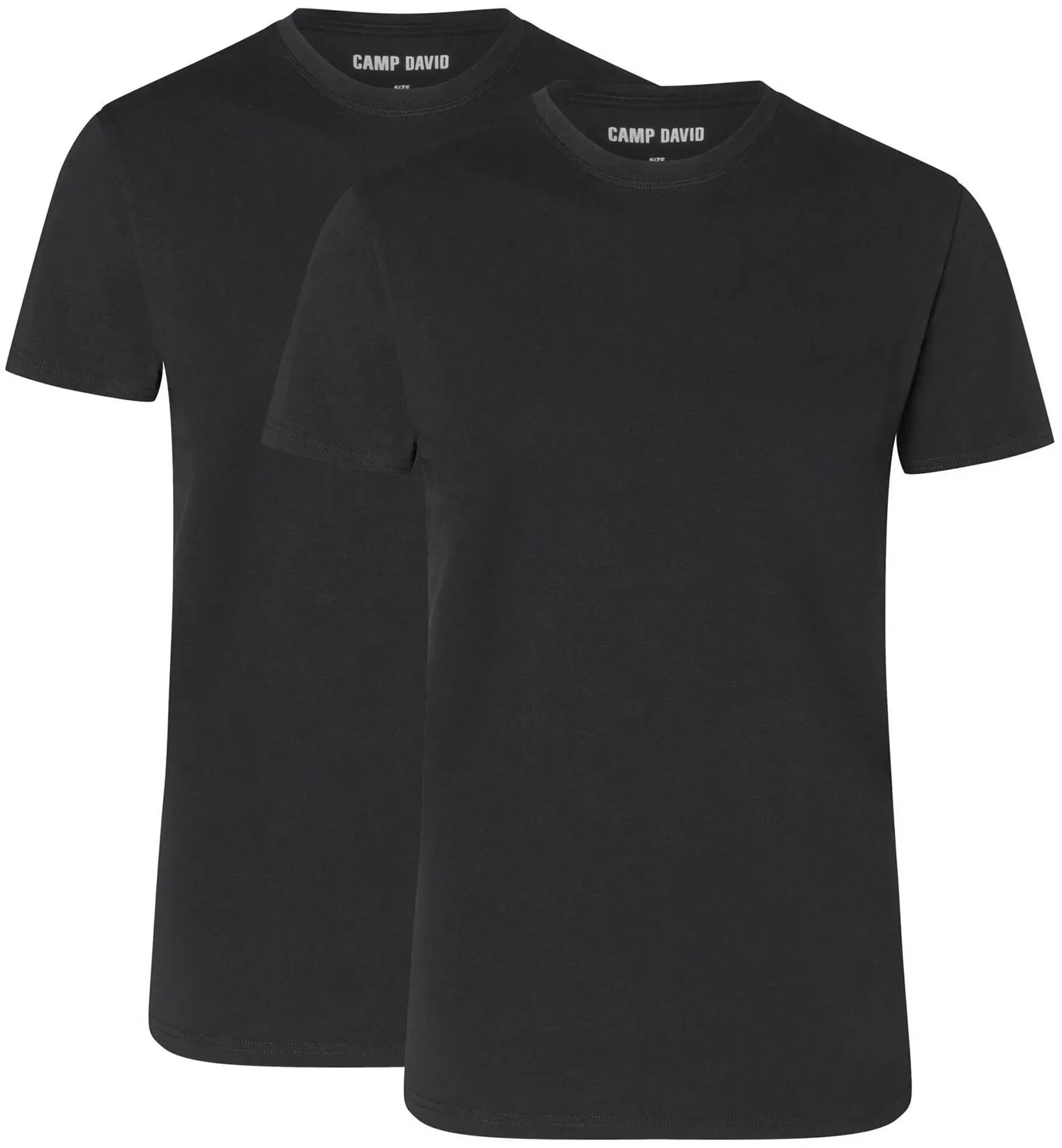 T-Shirt CAMP DAVID "T-Shirt 2er Pack", Herren, Gr. M, schwarz, Obermaterial: 95% Baumwolle CO. 5% Elasthan EL., Shirts T-Shirt