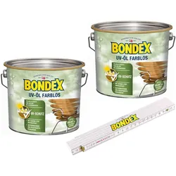 BONDEX Gartenholz Öle, Wasser-stop Abperleffekt, Wetterschutz, UV-Schutz, 5 l, UV-Öl farblos