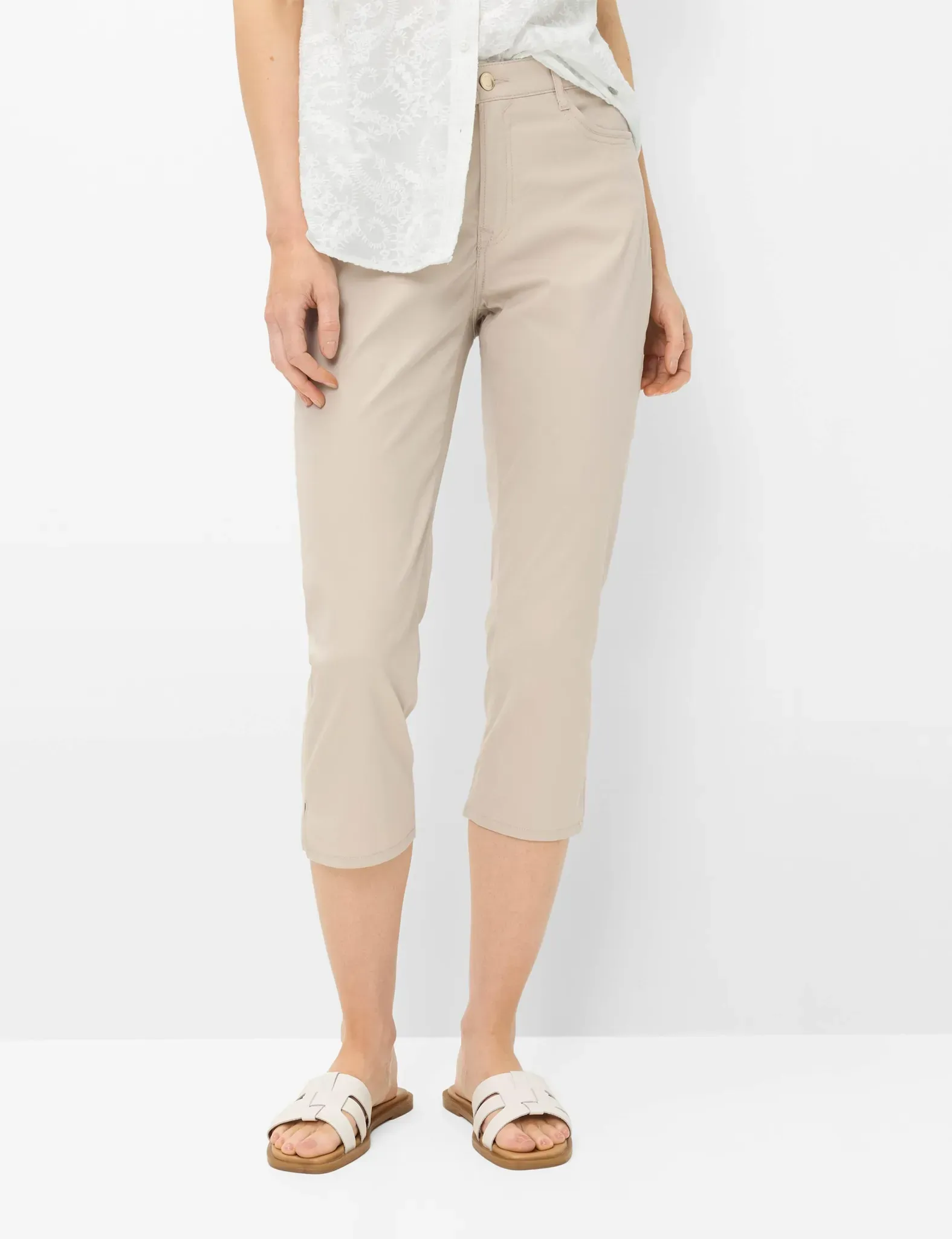 Brax Damen Caprihose Style MARY C SOFT GREIGE, hellbeige, Gr. 38K