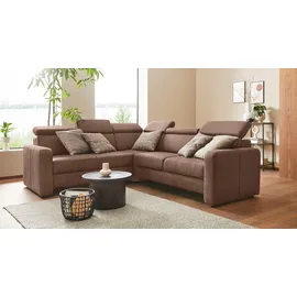 sit&more Ecksofa SIT & MORE "Bologna L-Form", braun (hasselnuss), B:247cm H:84cm T:227cm, Sofas, Ecksofa, Kopfteilverstellung, wahlweise mit Bettfunktion und Schubkasten