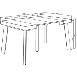 SKRAUT HOME Ausziehtisch 140 x 73 x 90 cm weiß