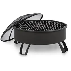 Blumfeldt Oreos 2-in-1-Feuerschale Ø75cm Funkenschutz Ø68cm Grill Stahl schwarz Schwarz